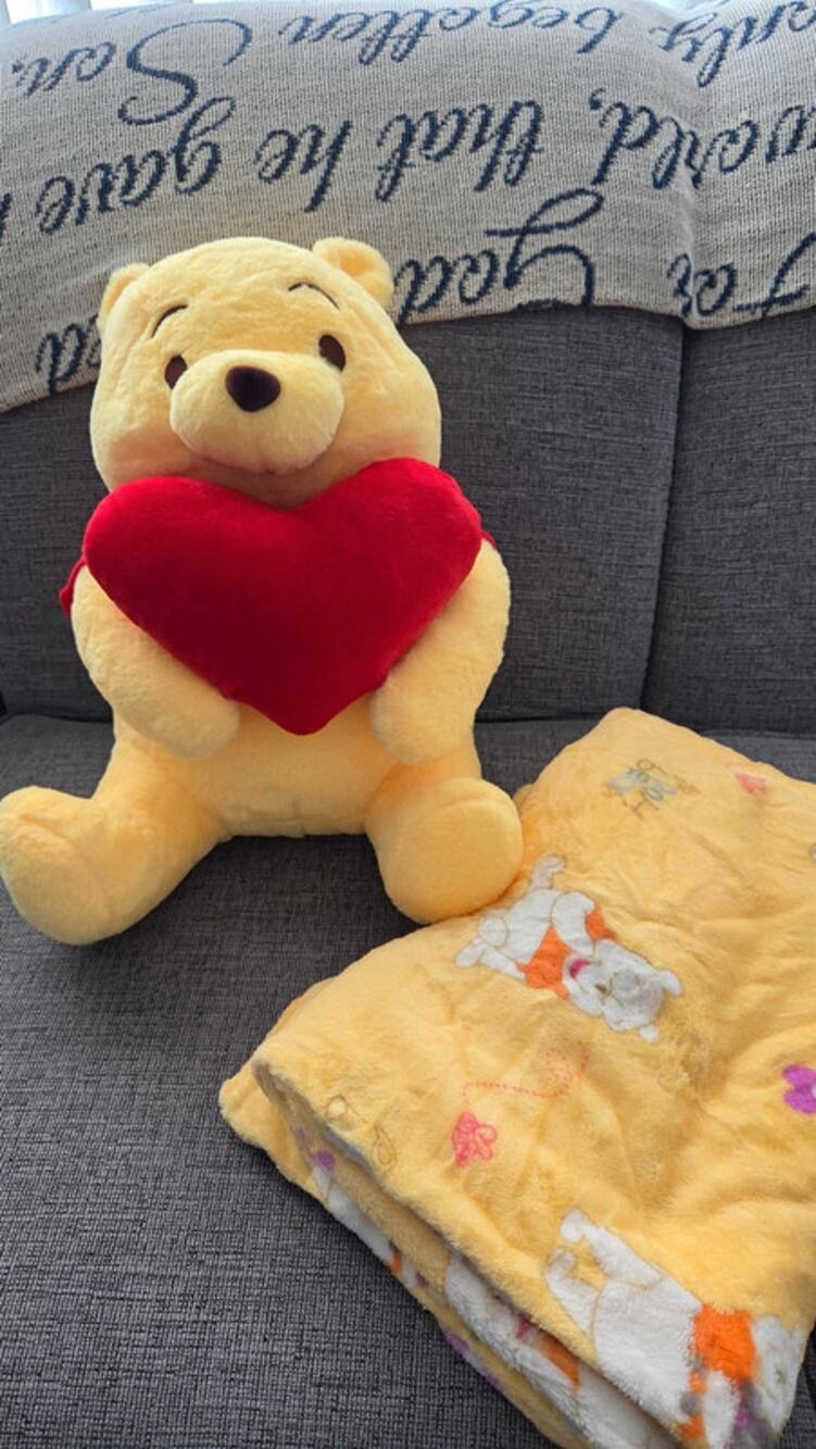 Winnie the Pooh Blanket Inside Plush Toy 40x60 Heart Zip Storage Pillow NWOT
